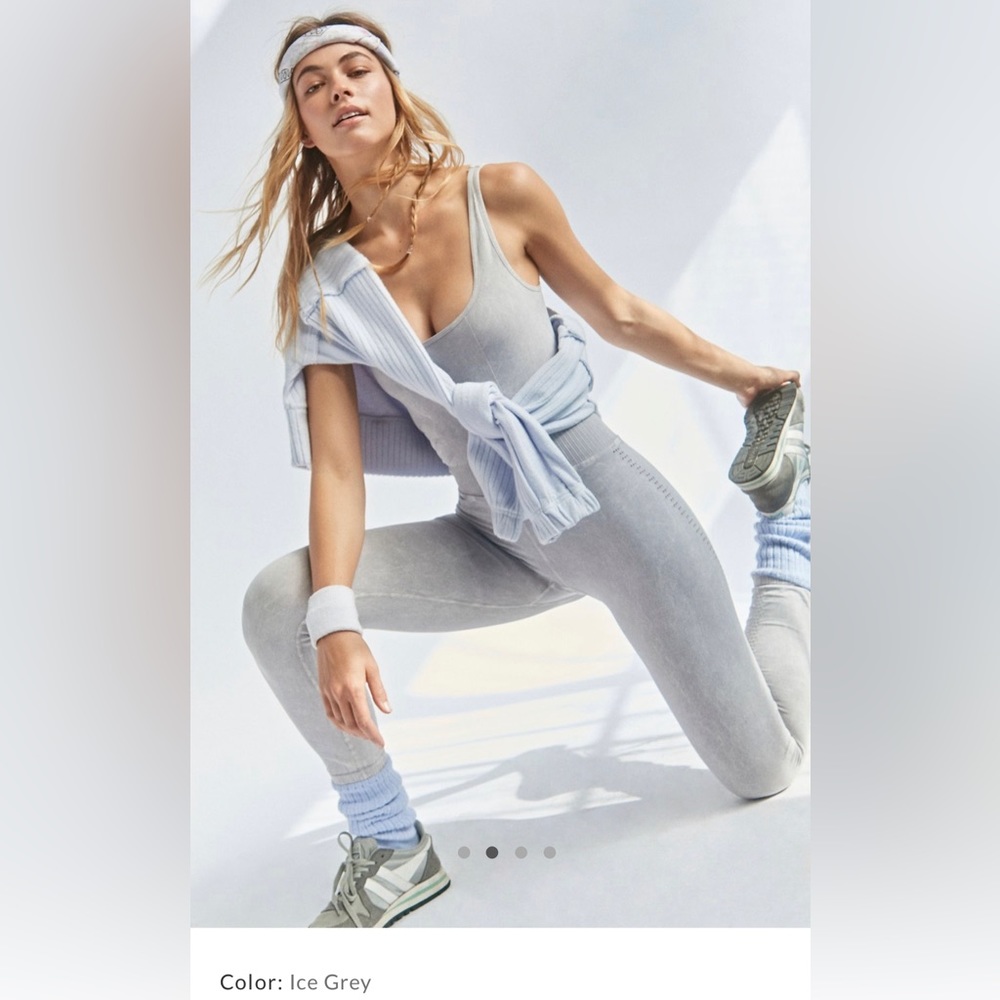 Free People Ice Grey Ribbed Jumpsuit